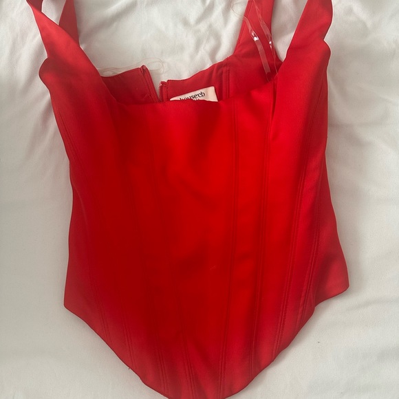 House of CB Colette Maxi Skirt and Rafa Scarlet Satin Longline Corset Set NEW - Picture 3 of 3